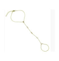 Hand Chain Yellow Gold Tone Baguette Cubic ZIrconia Accents