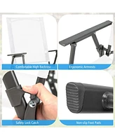 2 Pcs Patio Folding Portable Dining Chairs Metal Frame Armrests Outdoor
