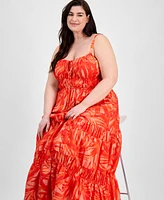 Taylor Plus Tiered Floral-Print Maxi Dress