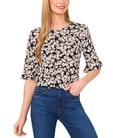 CeCe Women's Printed Flutter Sleeve Blouse