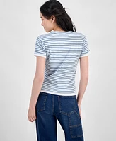 Hippie Rose Juniors' Layered Look Striped T-Shirt