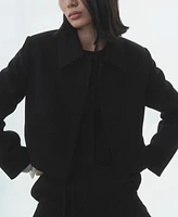 Mango Women's Crop Lapel Suit Jacket