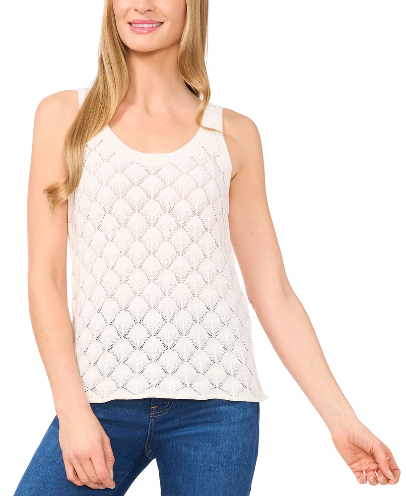 CeCe Women's Cotton Crewneck Sleeveless Sweater Tank Top