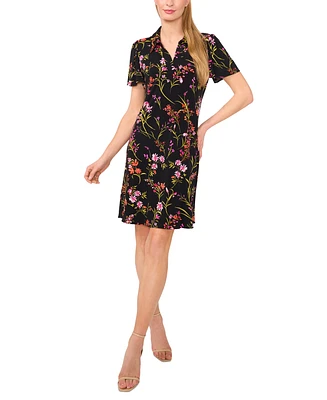 CeCe Women's Short-Sleeve Printed Knit Polo Dress