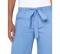 Liverpool Los Angeles Women's Belted Cropped Wide-Leg Pants