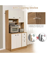71 Inch Kitchen Pantry with 3 Storage Cabinet and 3 Deep Drawers