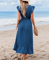 Cupshe Women's Country Charm Blue Midi Beach Dress