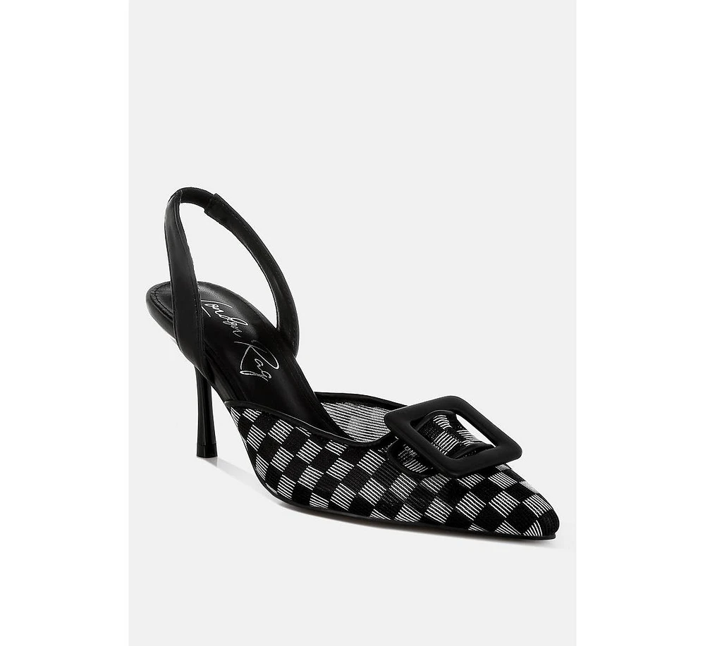 Freya Mesh Checkered Pointy Stiletto Heels