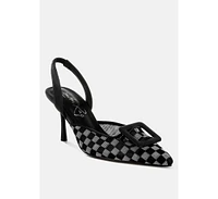 Freya Mesh Checkered Pointy Stiletto Heels