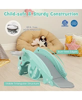 3-in-1 Kids Slide Rocking Horse Set Convertible Toddler Slide with Basketball Hoop