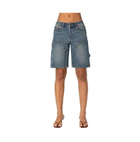 Edikted Women's Carpenter denim bermuda shorts
