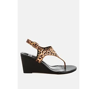 Oidah Leopard Print Studded Wedges