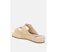Kuopa Genuine Soft Leather Espadrille Flatform Sandals
