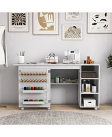 Multifunctional Folding Sewing Machine Craft Station with Storage Shelves