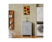 Casainc 24" Bathroom Sink Vanity Laundry Utility Gray Cabinet w/ Stainless Steel Sink Combo