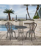 Patio Bistro Set of 3 Table and Chairs Outdoor Dining Chairs, Bronze