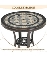 24 Inches Outdoor Bistro Table Cast Aluminium Patio Dining Round Table, Bronze