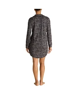 Tahari Women's Long Sleeve Button Up Notch Collar Nightshirt with Piping and Pocket