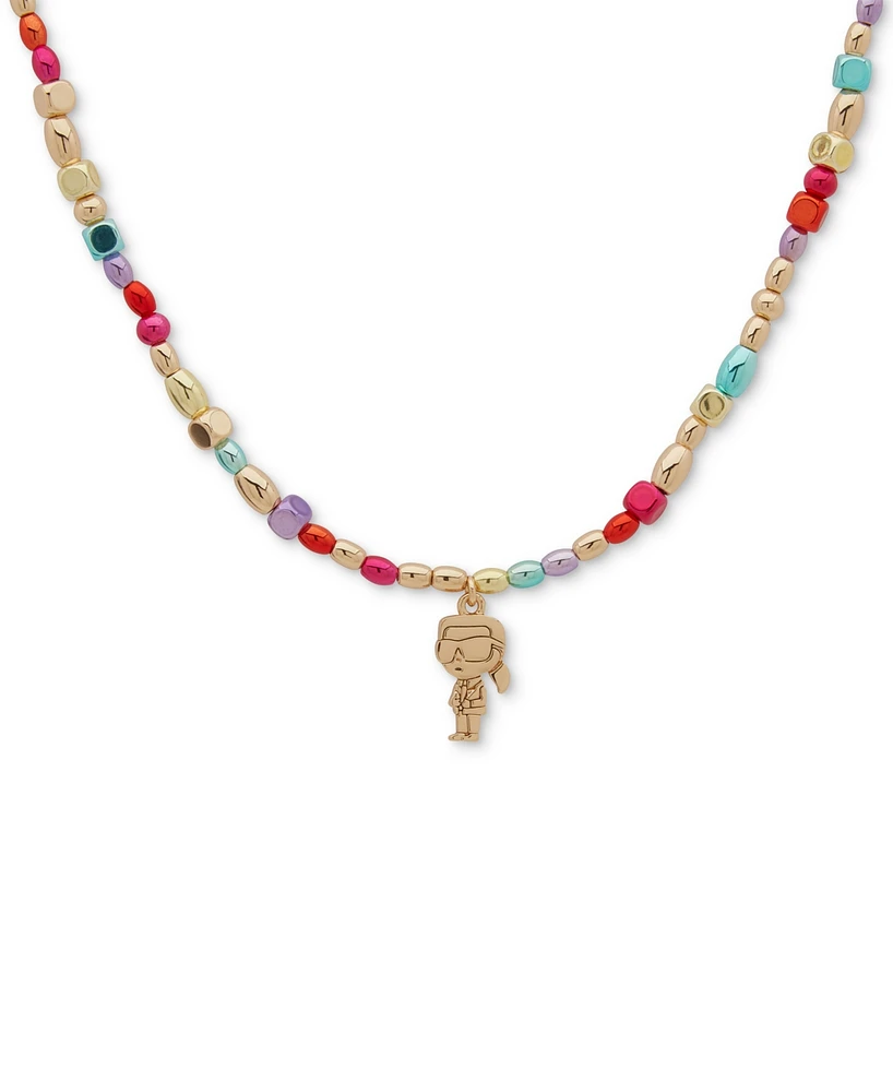 Karl Lagerfeld Paris Imitation Pearl & Beaded Charm Pendant Necklace, 16" + 3" extender