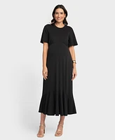 Seraphine Women's Maternity Frill Sleeve Maxi Dress
