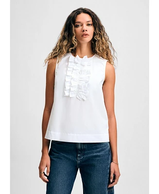 Isaac Mizrahi Women's Sleeveless Ruffle Cotton Tank