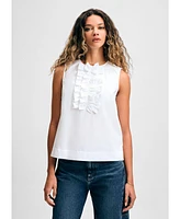 Isaac Mizrahi Women's Sleeveless Ruffle Cotton Tank