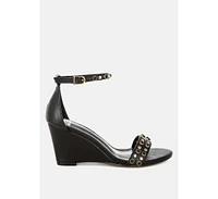 Nidara Studs Embellished Genuine Leather Sandals