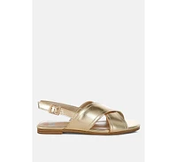 Kanon Metallic Pleather Criss-Cross Flats