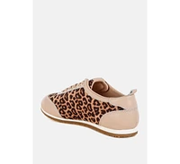 Narati Leopard Print Real Leather Sneakers