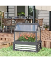 Outsunny Raised Garden Bed with Wooden Cold Frame