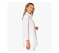 Stella Carakasi Women's Cotton Poplin Button-Front Unique Handmade Bib Pitch Perfect Tunic