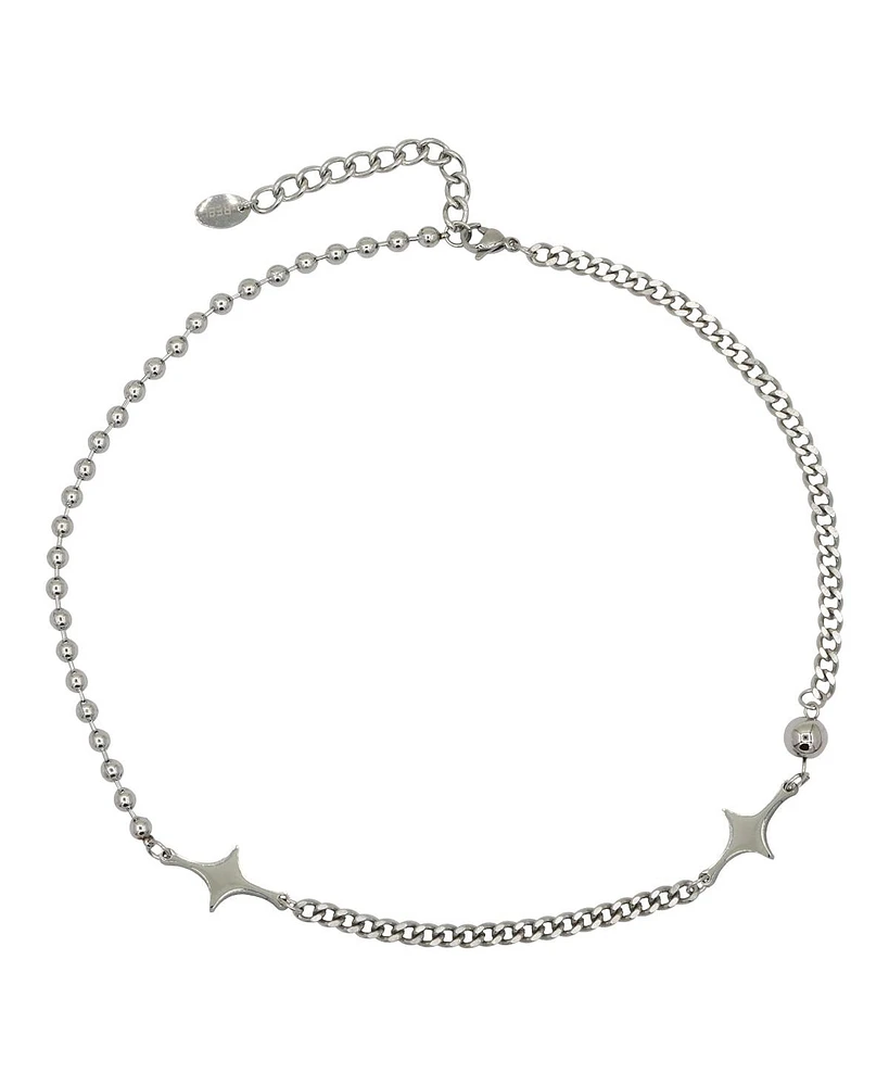 Embellished Stainless Steel Chain Necklace with Star Detail