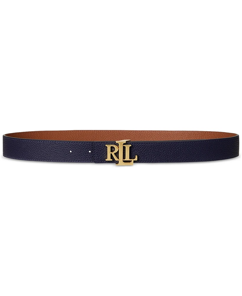 Lauren Ralph Logo Reversible Pebbled Leather Belt
