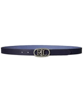 Lauren Ralph Oval-Logo Reversible Leather Skinny Belt