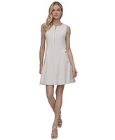 Dkny Women's Zip-Front Sleeveless Scuba Crepe Dress