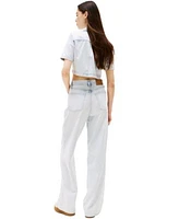 Tommy Jeans Womens Cropped Denim Shirt Wide Leg Jeans