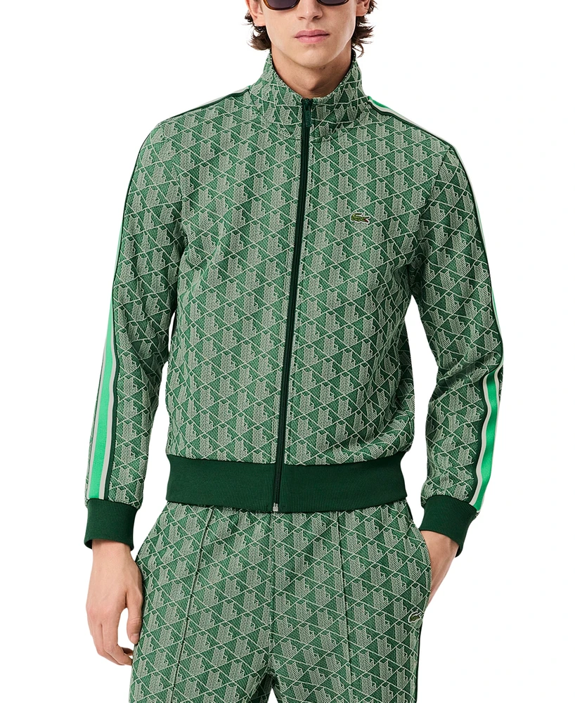 Lacoste Men's Zip-Front Pattern Blocked Sweatshirt