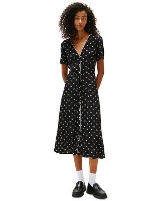Tommy Jeans Women's Floral-Print Picot-Trim Shirtdress