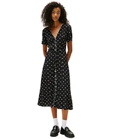 Tommy Jeans Women's Floral-Print Picot-Trim Shirtdress