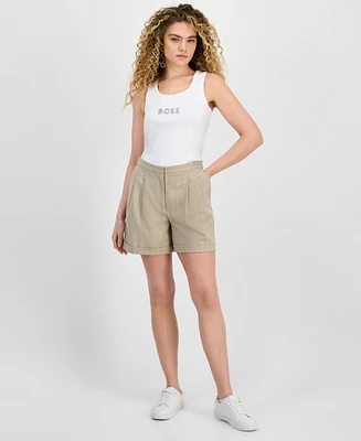 Boss Orange Women's Tapered-Fit Pinstriped Shorts