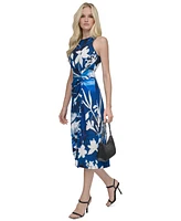 Dkny Women's Floral-Print Twisted-Waist Midi Dress