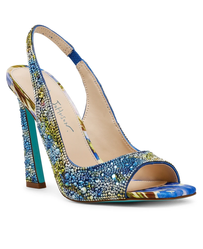 Betsey Johnson Women's Mina Rhinestone Peep Toe Evening Sandals