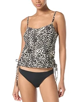 Michael Kors Women's Printed Side-Ruched Tankini Top
