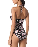 Michael Kors Women's Printed Bandeau Cut Out One-Piece Swimsuit