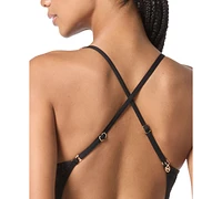 Michael Kors Women's Floral Lace Cross Back One-Piece Swimsuit