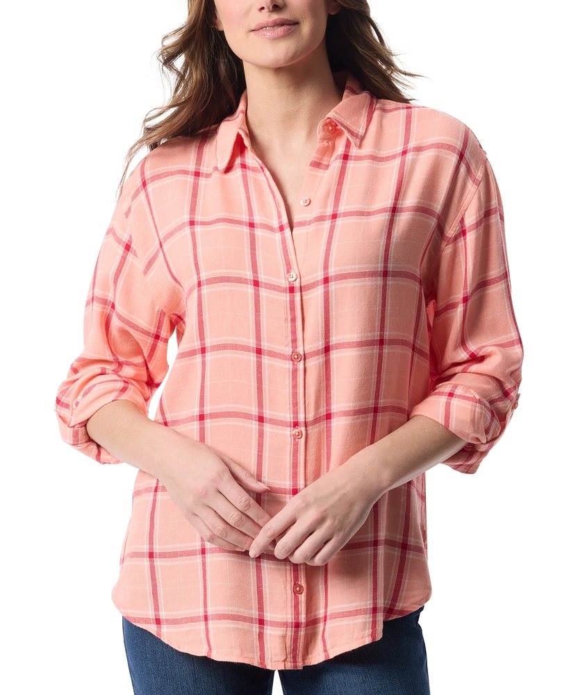 Gloria Vanderbilt Women's Amanda Roll-Tab-Sleeve Shirt