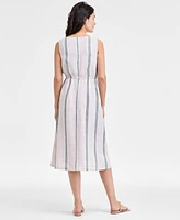 Charter Club Women's 100% Linen Striped Midi Dress, Exclusively at Macy's