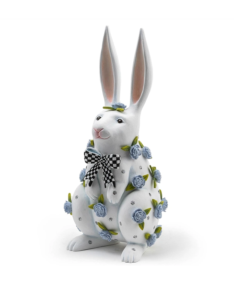 Mackenzie-Childs Patience Brewster Periwinkle Peony Standing Rabbit Figurine