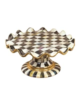Mackenzie-Childs Courtly Check Ceramic Fluted Cake Stand