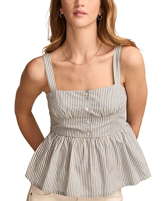 Lucky Brand Women's Square-Neck Corset Cotton Peplum Top